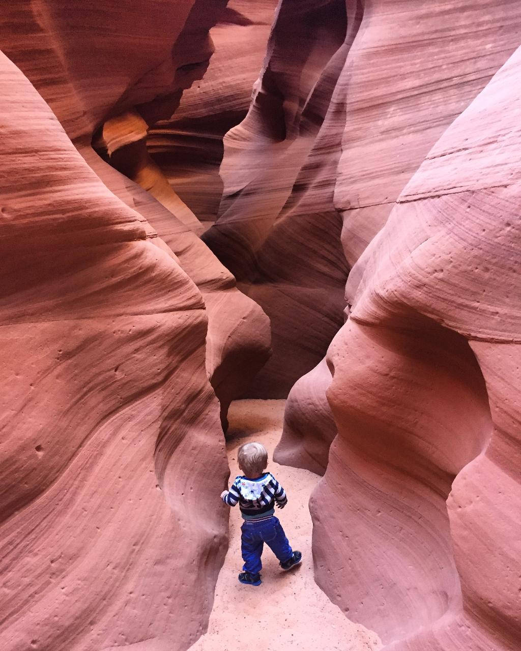 Toddler At Antelope Canyon Wallpaper