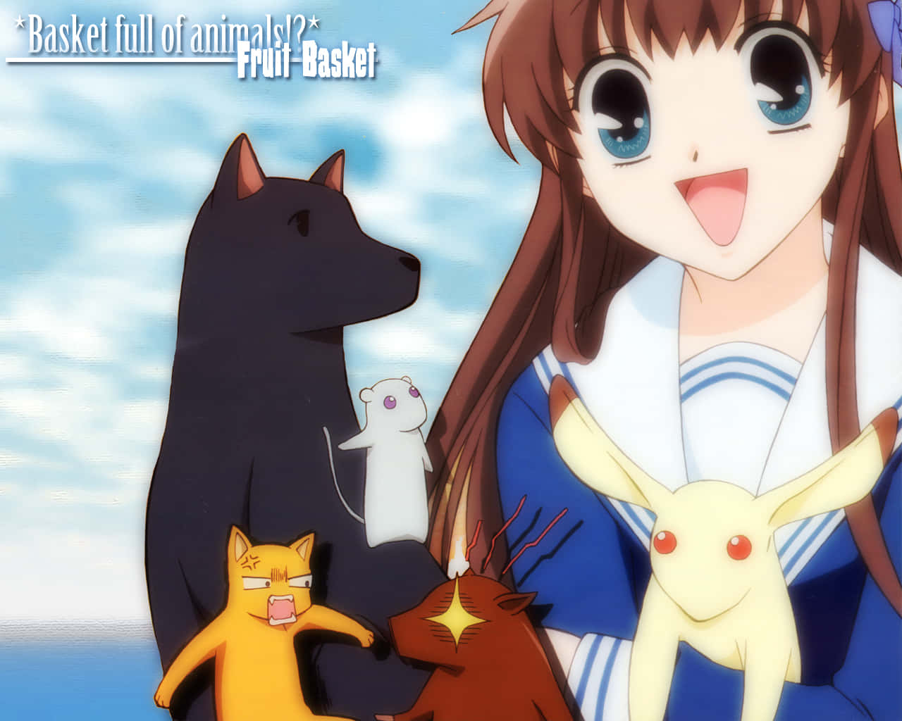 Tohru Honda With Animal Forms Fruits Basket Anime Wallpaper