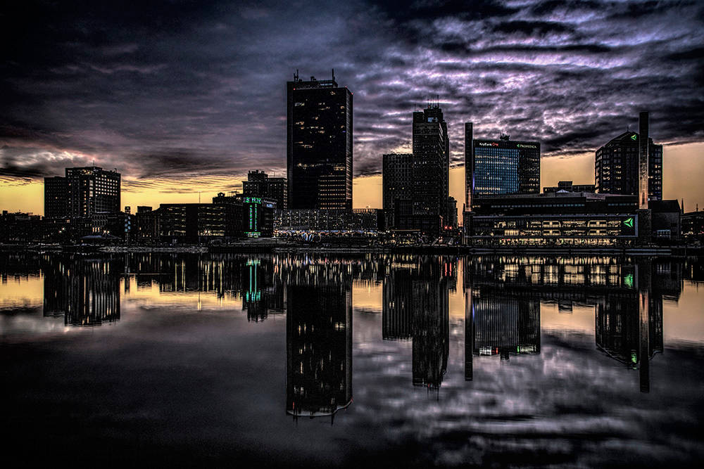 Toledo Skyline Monochromatic Photo Wallpaper