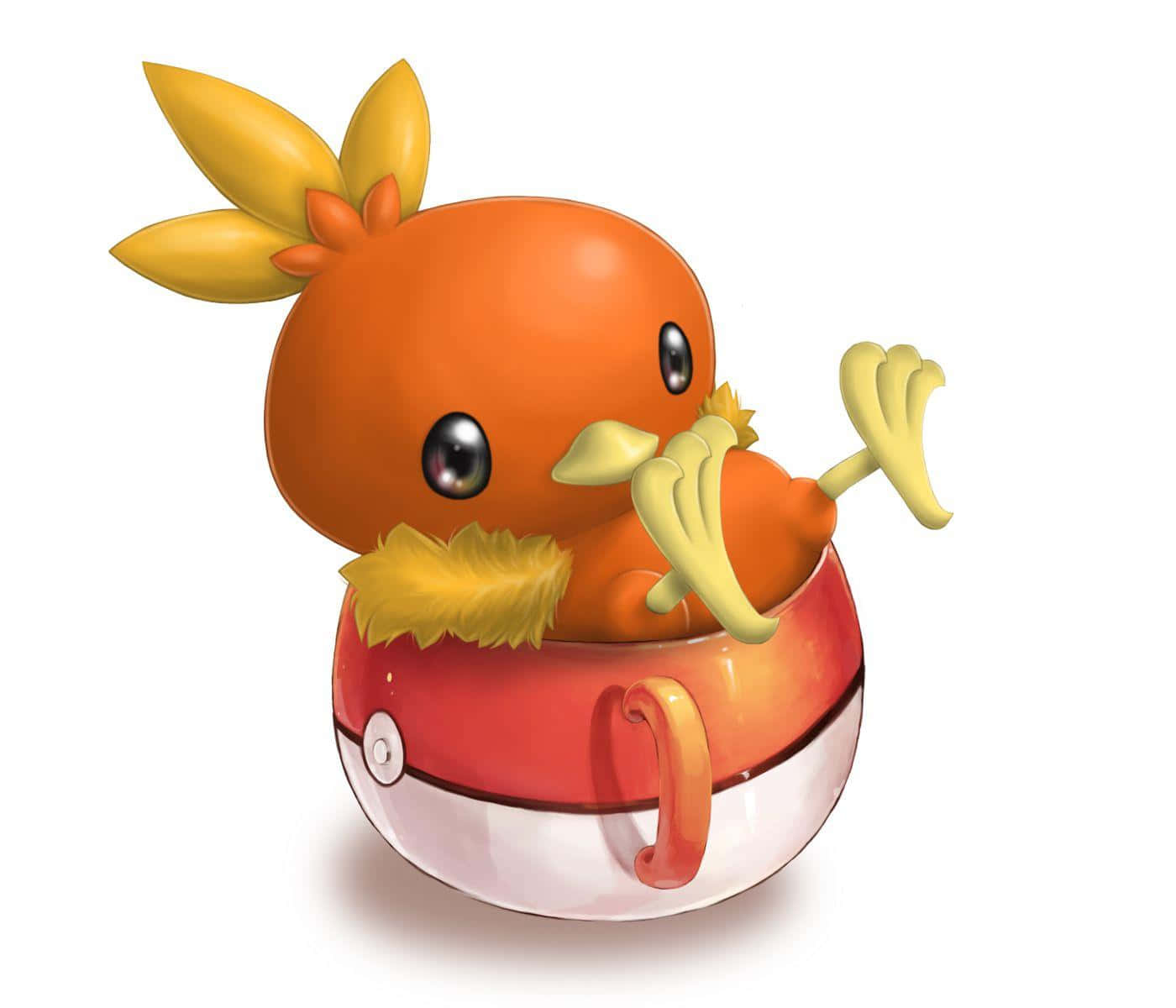 Torchic Sitting Inside Pokeball Mug Wallpaper