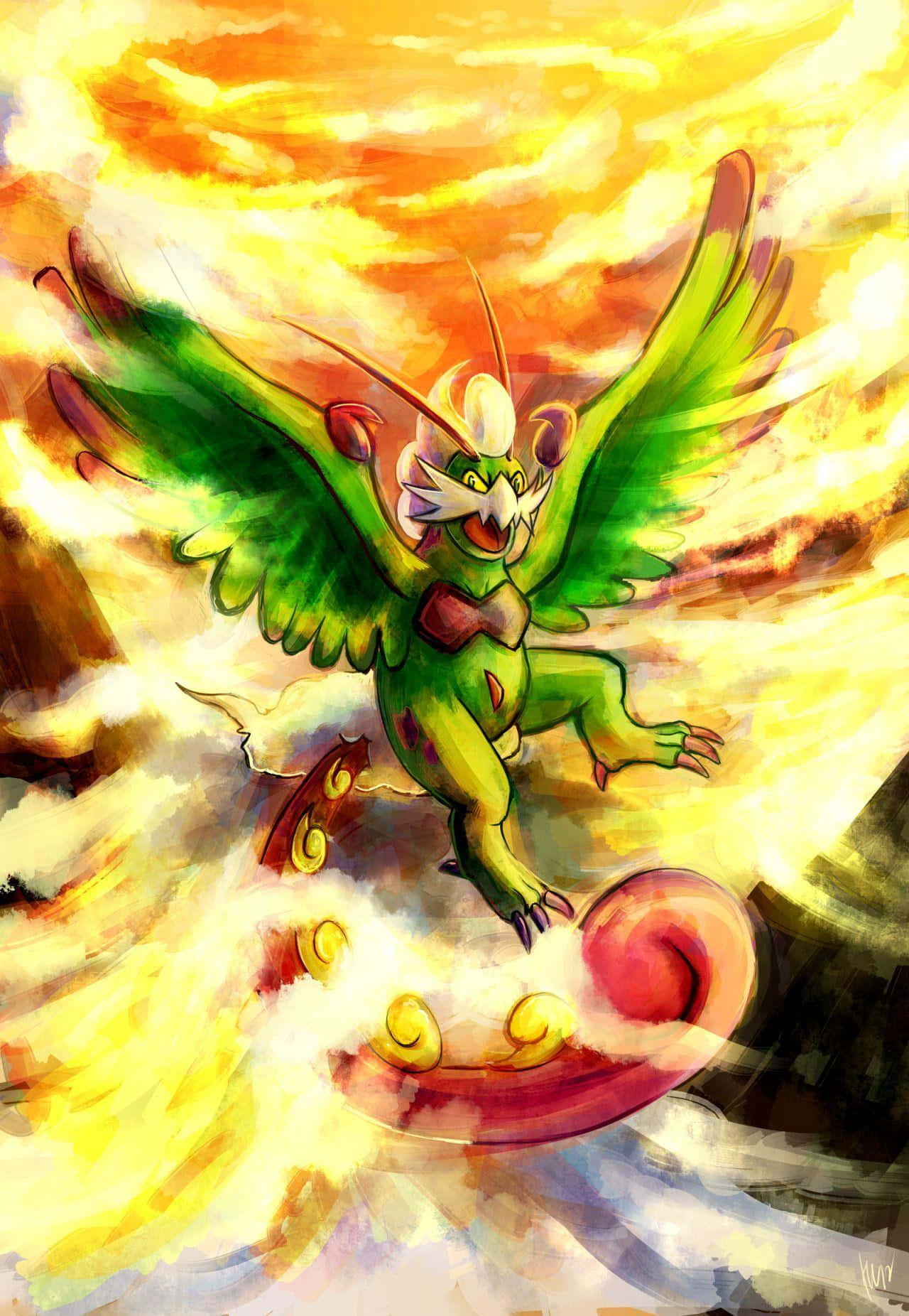 Tornadus In A Fiery Background Wallpaper