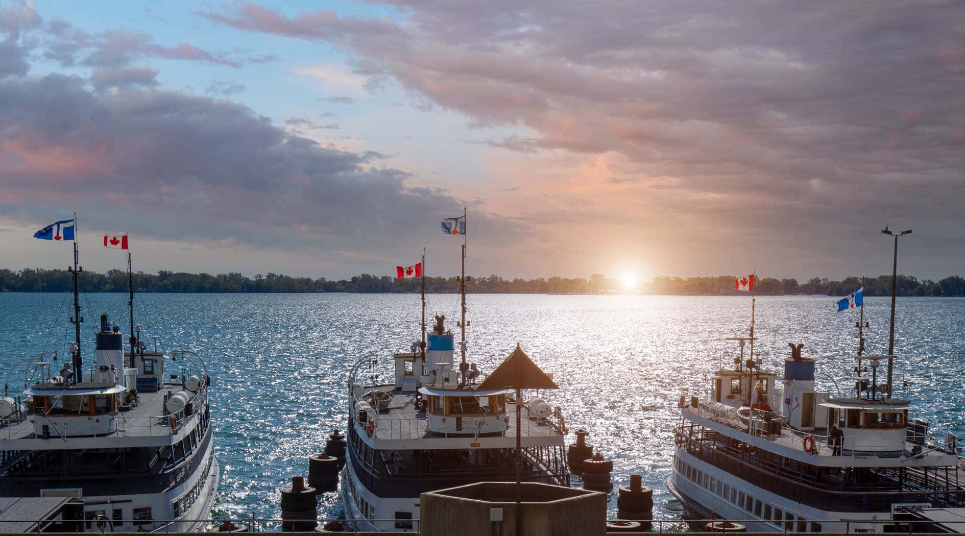 Toronto Island Ferry Sunset Wallpaper