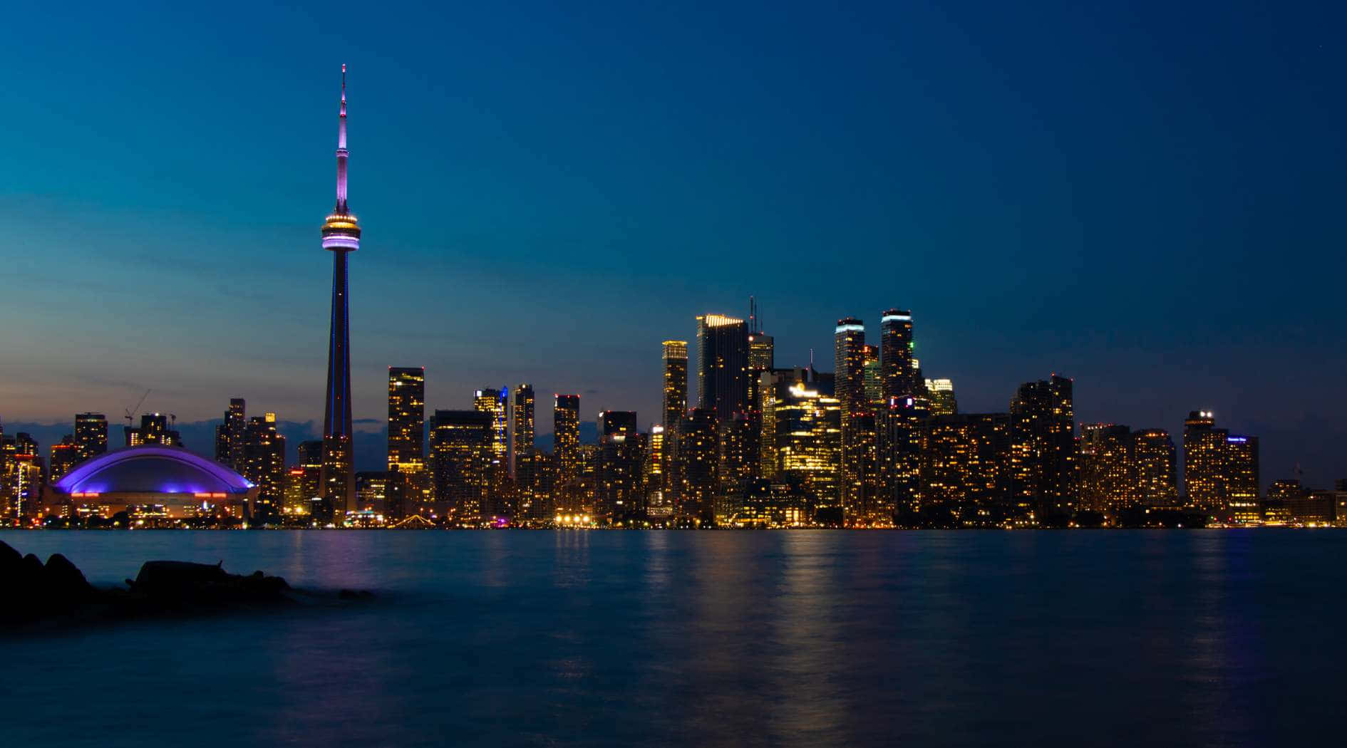 Toronto Skyline Twilight View Wallpaper