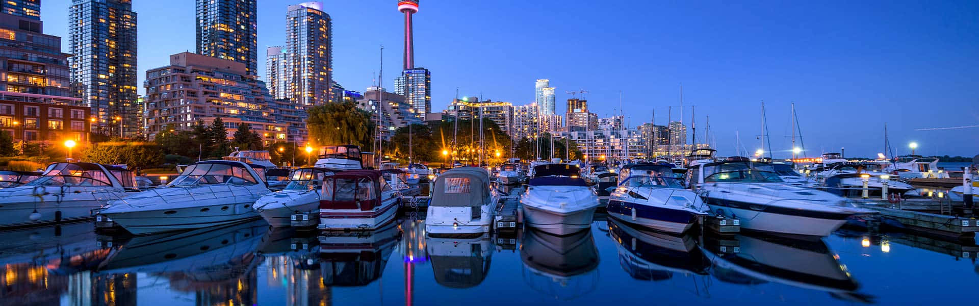 Toronto Waterfront Marina Dusk Panorama Wallpaper