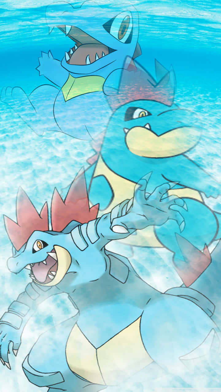 Totodile, Croconaw, And Feraligatr Wallpaper