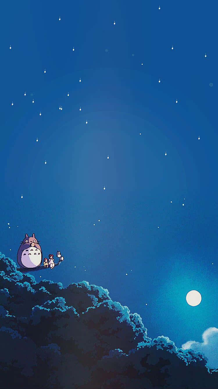 Totoro Night Sky Adventure Wallpaper