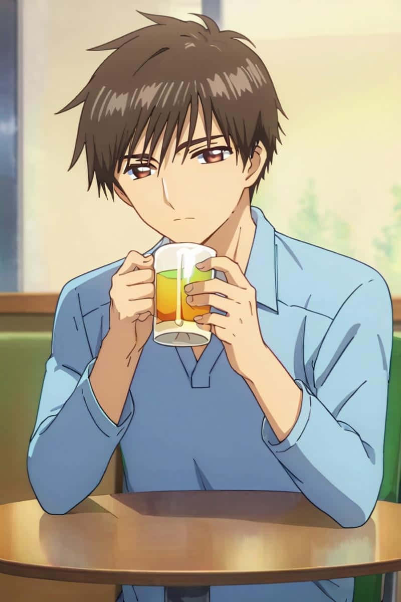 Touya Kinomoto Drinking Tea Wallpaper