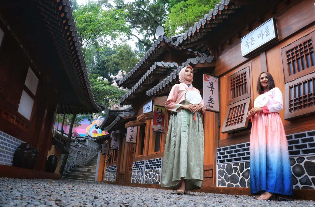 Traditional Korean Hanbok Fashion Bukchon Hanok Village Wallpaper