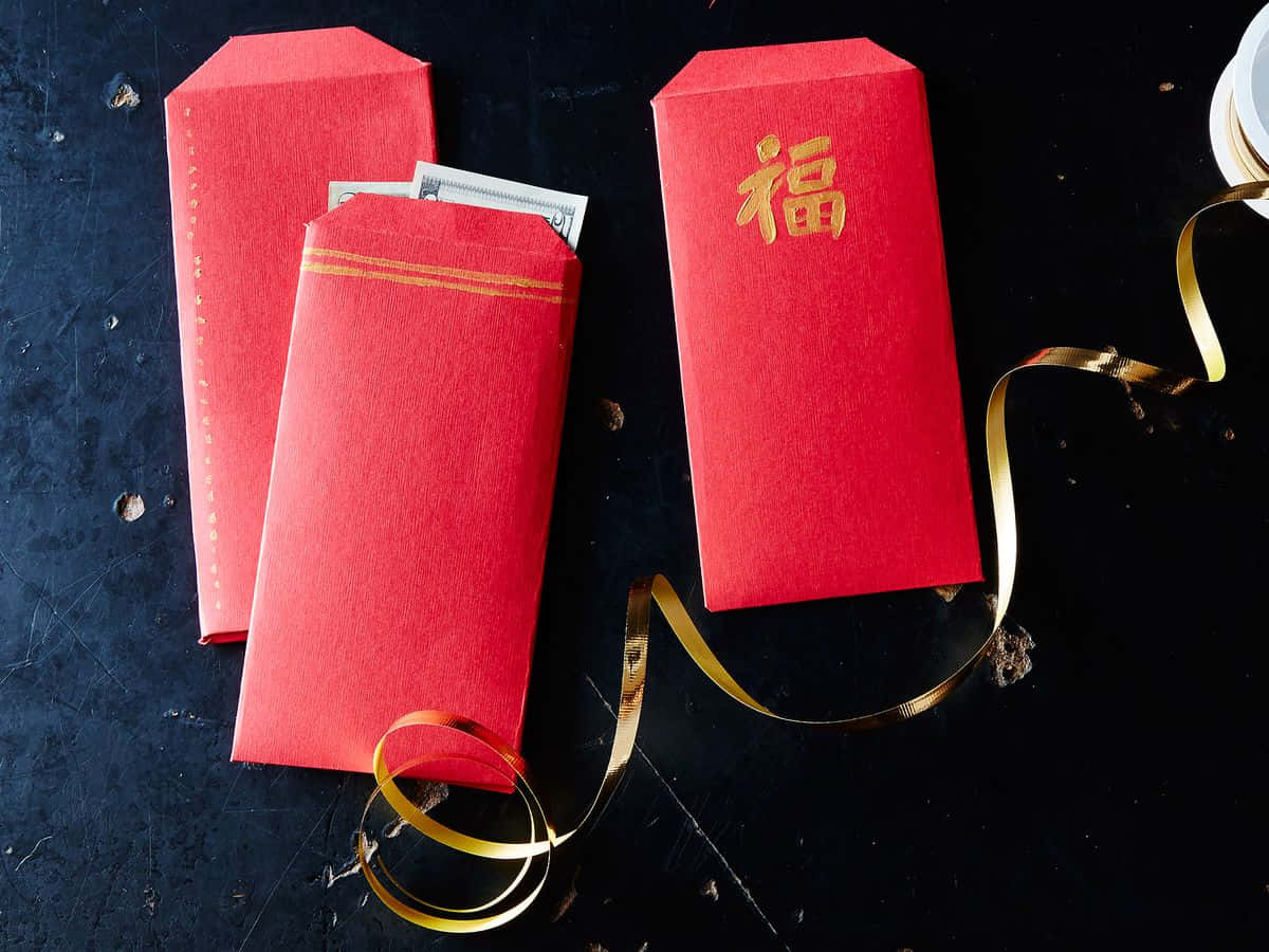 Traditional Red Envelope With Gold Embellishments Wallpaper