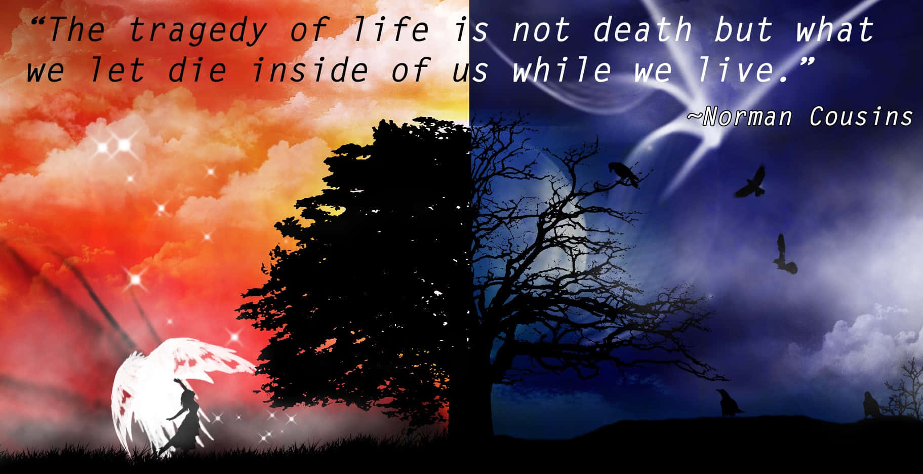 Tragedyof Life Quote Artwork Wallpaper