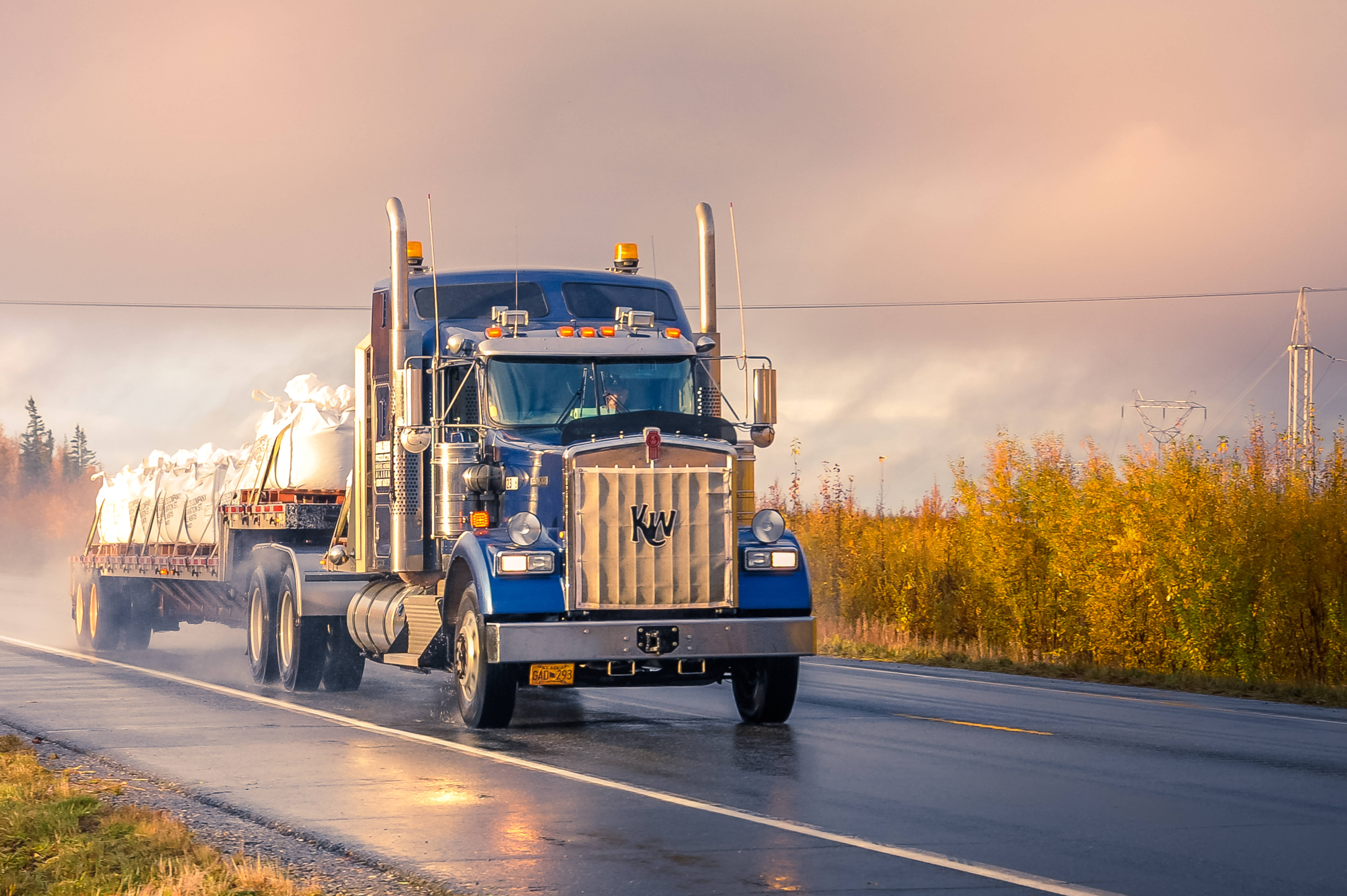 Trailer Truck At Alaska Road Wallpaper