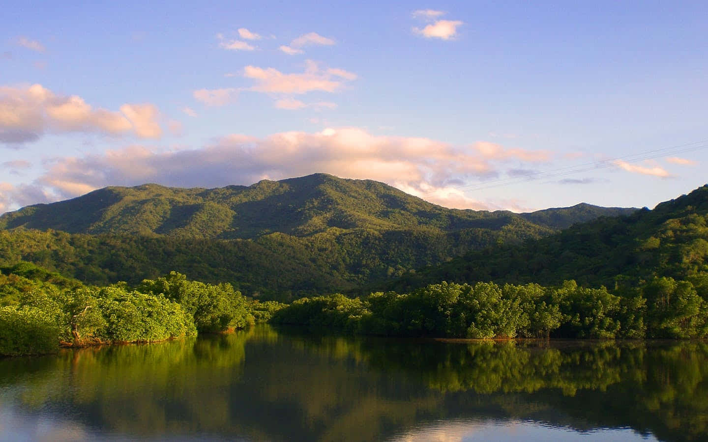 Tranquil_ Lake_and_ Mountain_ View Wallpaper