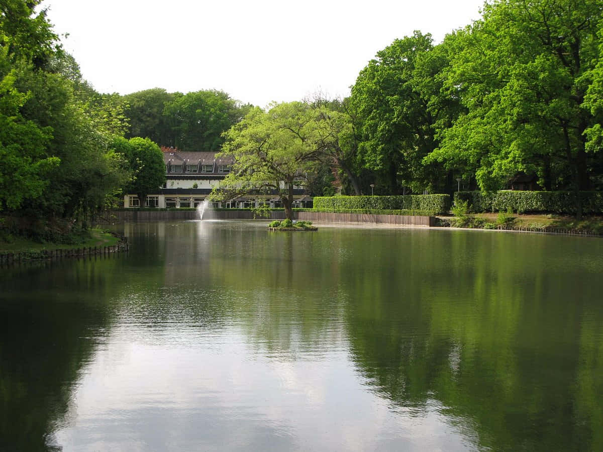 Tranquil Lake Venlo Park Scene Wallpaper