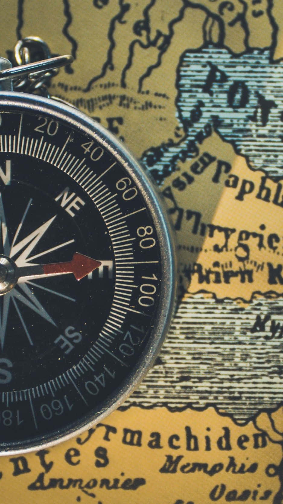 Travel Iphone Compass On Map Wallpaper