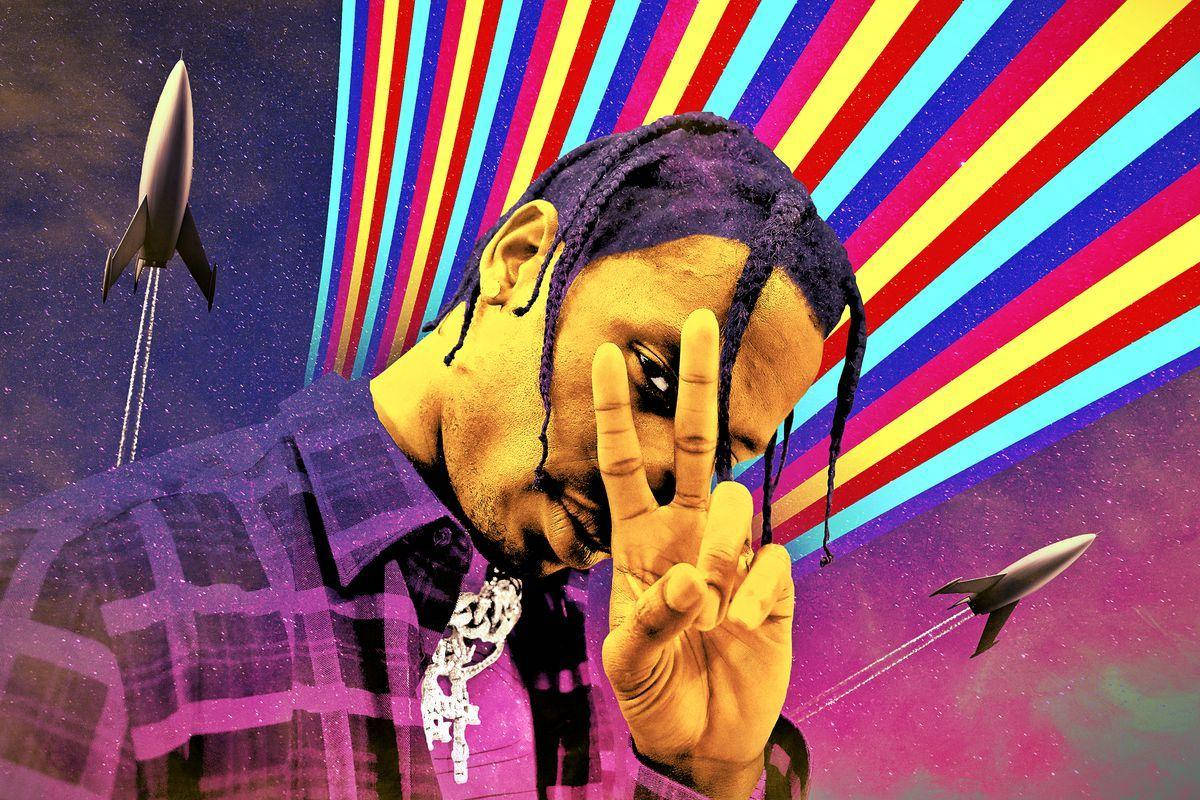 Travis Scott Astroworld Missiles And Rainbow Wallpaper