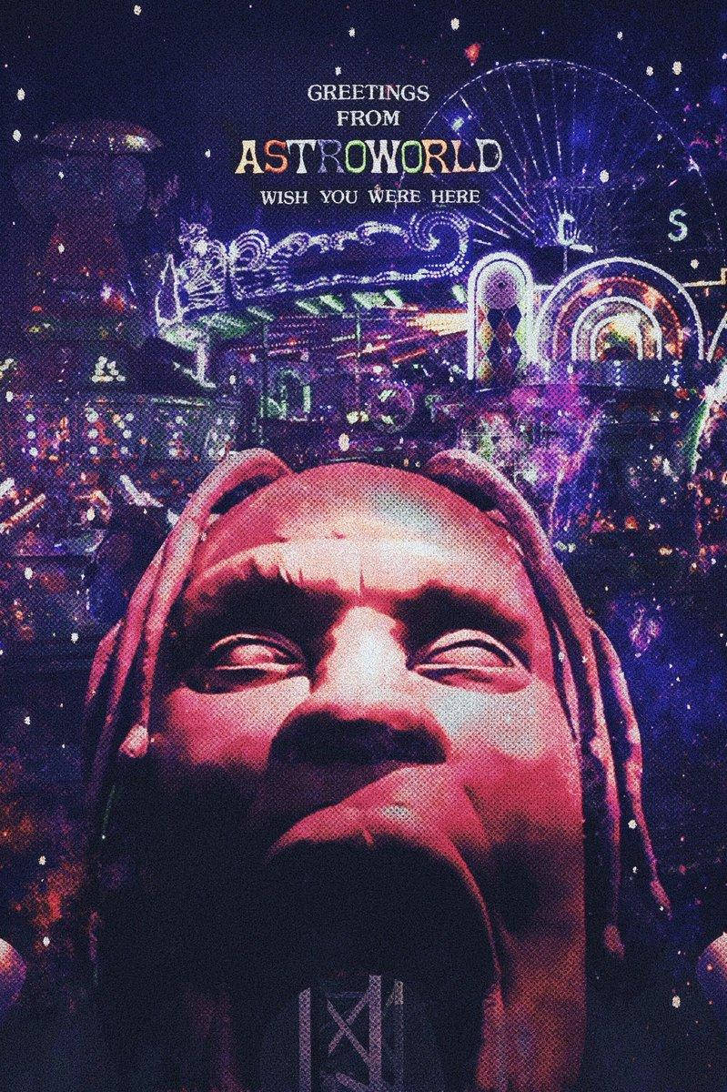 Travis Scott Astroworld With Purple Theme Park Wallpaper