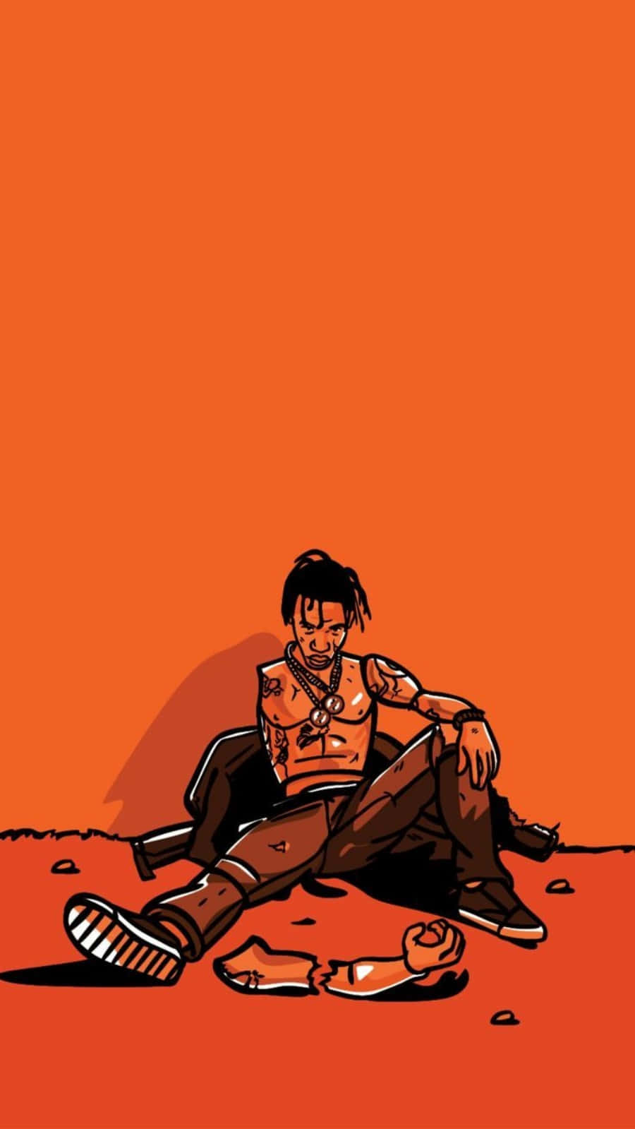 Travis Scott Homeless Orange Cartoon Iphone Wallpaper