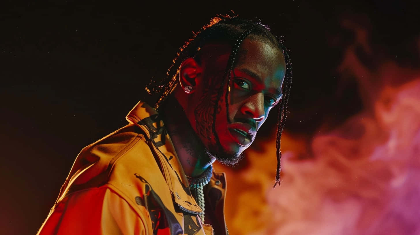 Travis Scott Intense Performance Look Wallpaper