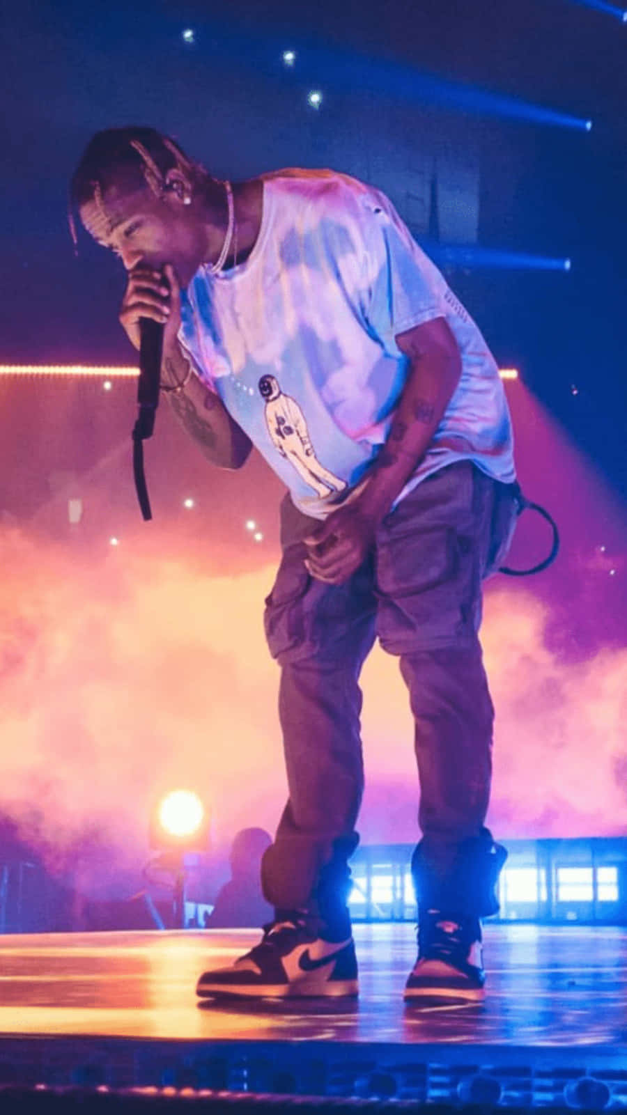 Travis Scott Performing On Stage Iphone Wallpaper