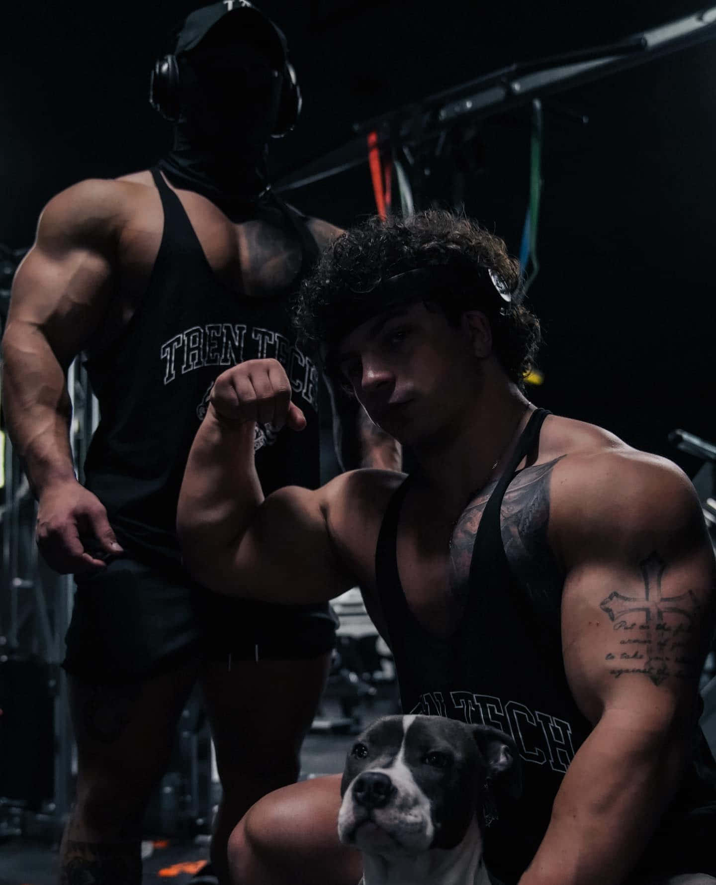 Tren Twins_ Gym_ Flex_with_ Dog.jpg Wallpaper