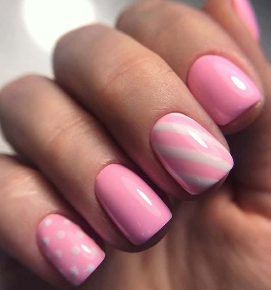 Trendy Pink Nail Art Design Wallpaper