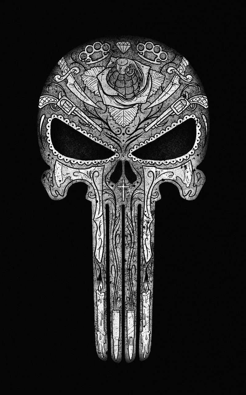 Tribal Design In A Punisher Skull Wallpaper