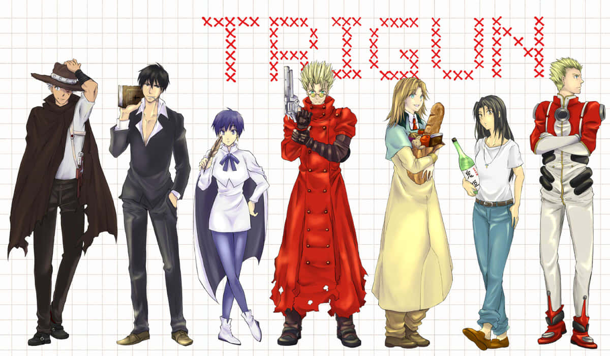 Trigun_ Anime_ Character_ Lineup Wallpaper