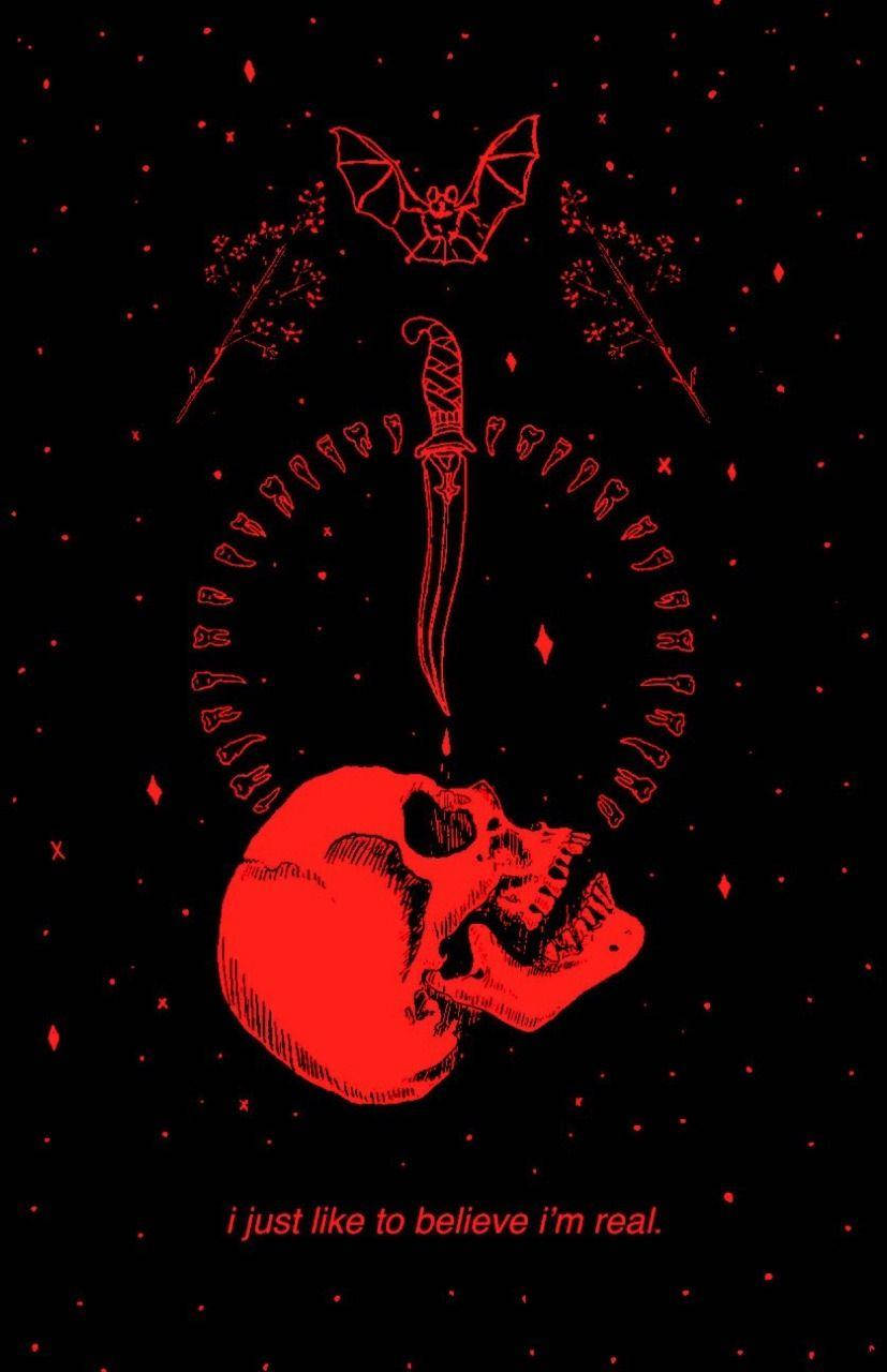 Trippy Dark Skull Ritual Wallpaper