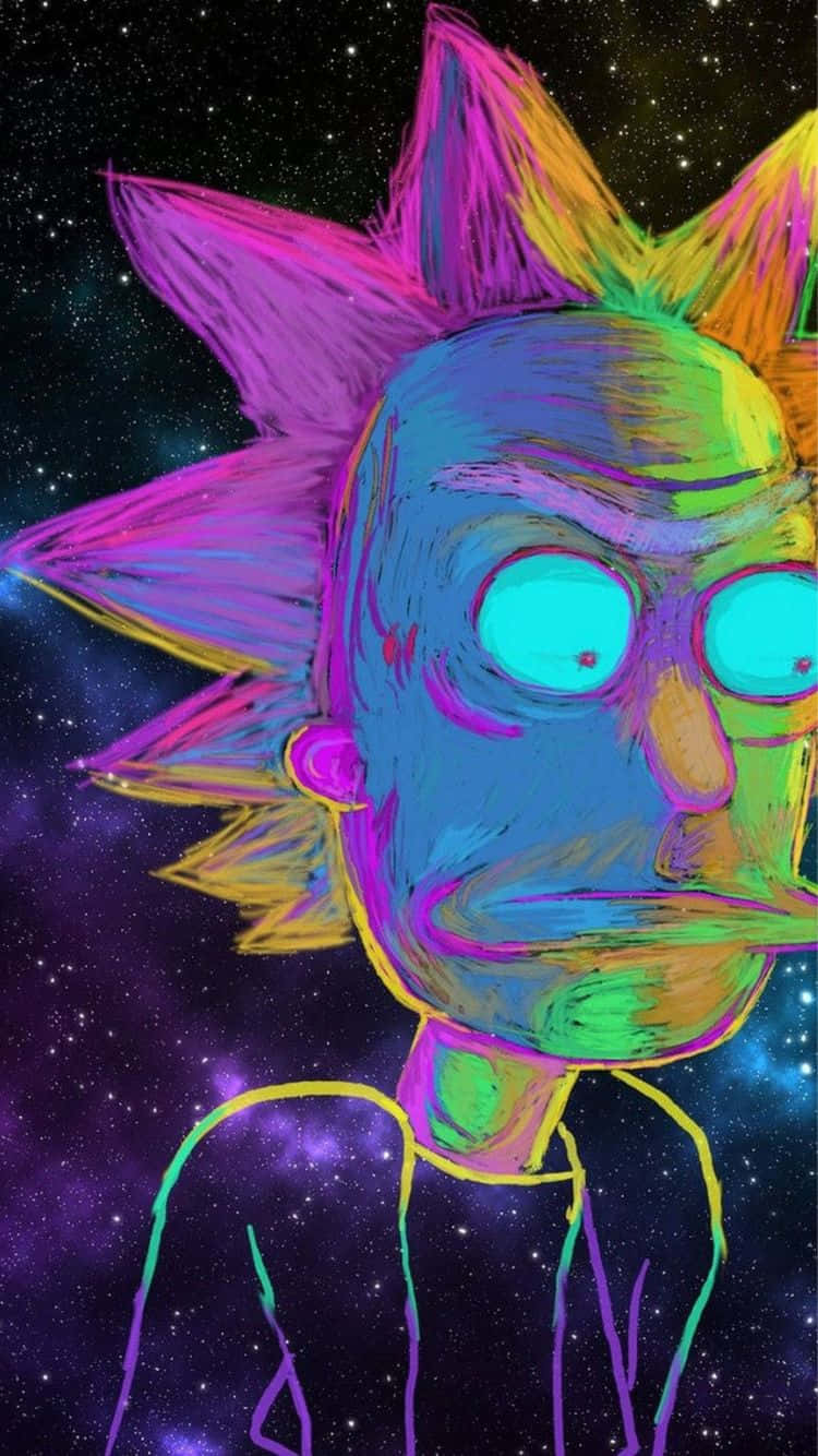 Trippy Rick Sanchez Space Background Wallpaper