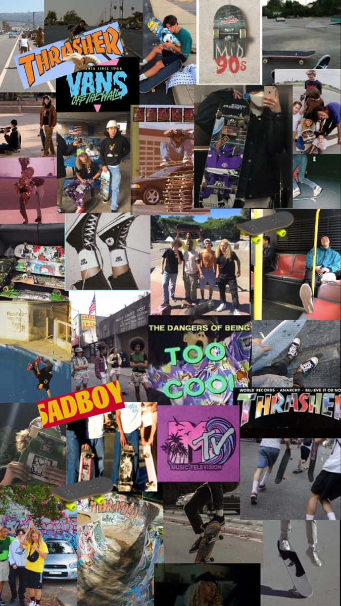 Trippy Skater Aesthetic Collage Wallpaper