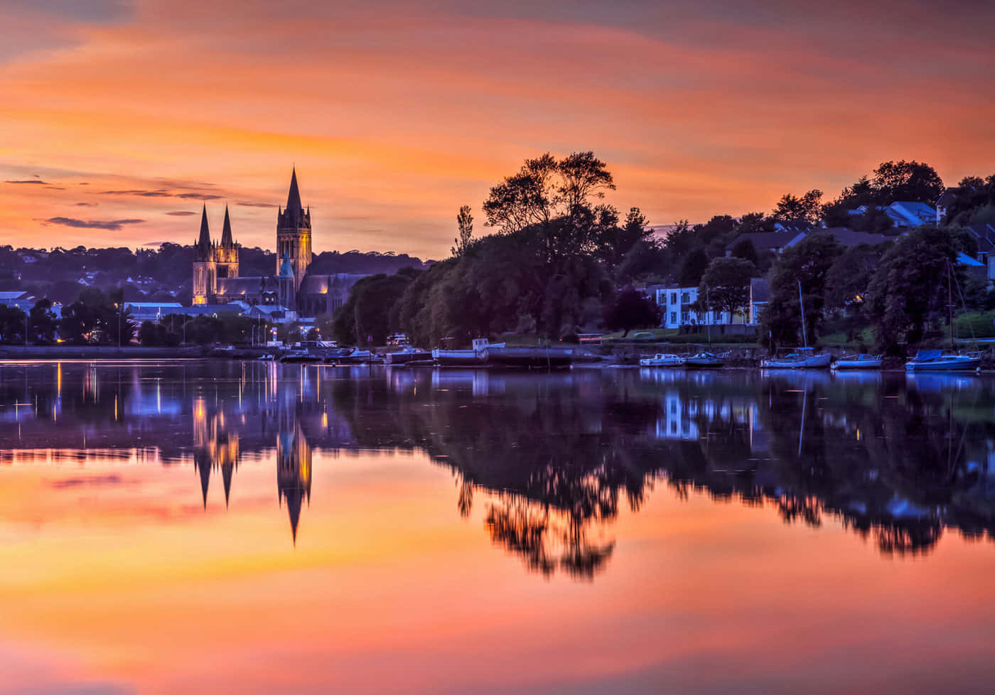 Truro Cathedral Sunset Reflection Wallpaper