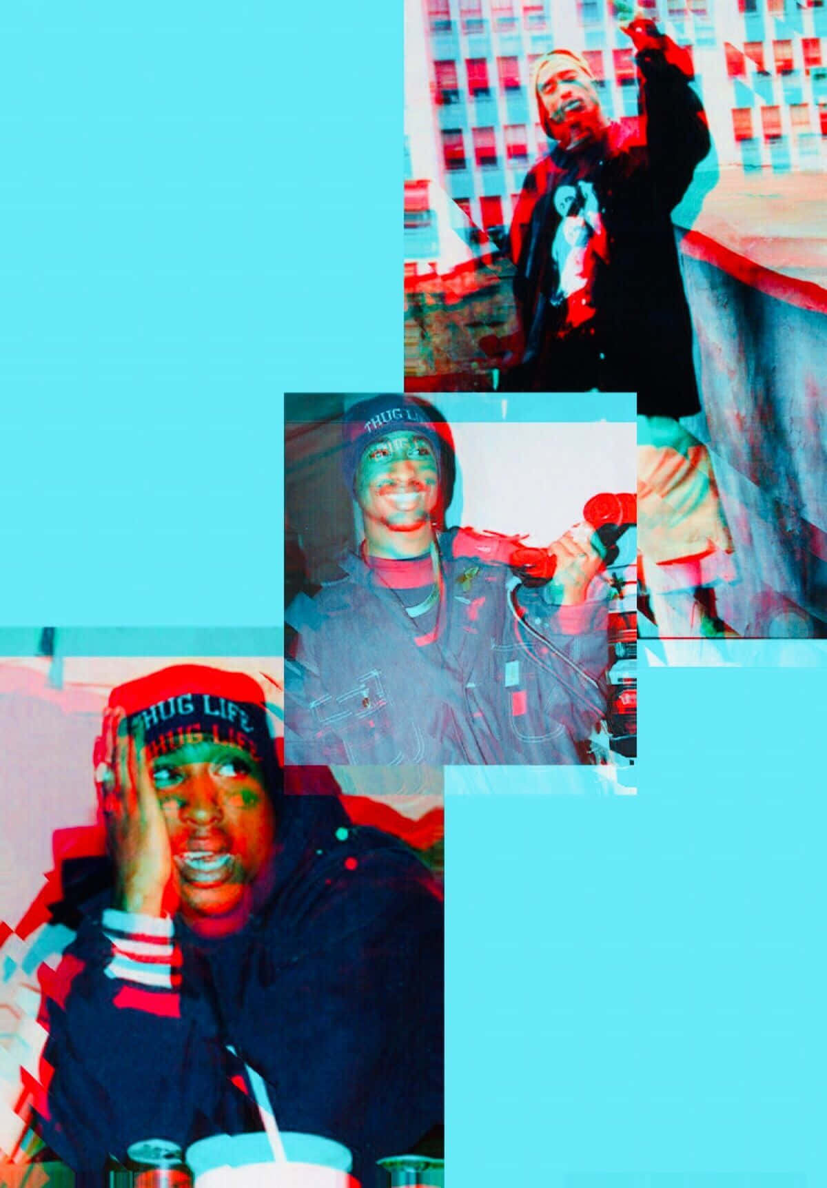 Tupac Collage Aesthetic Glitch Wallpaper