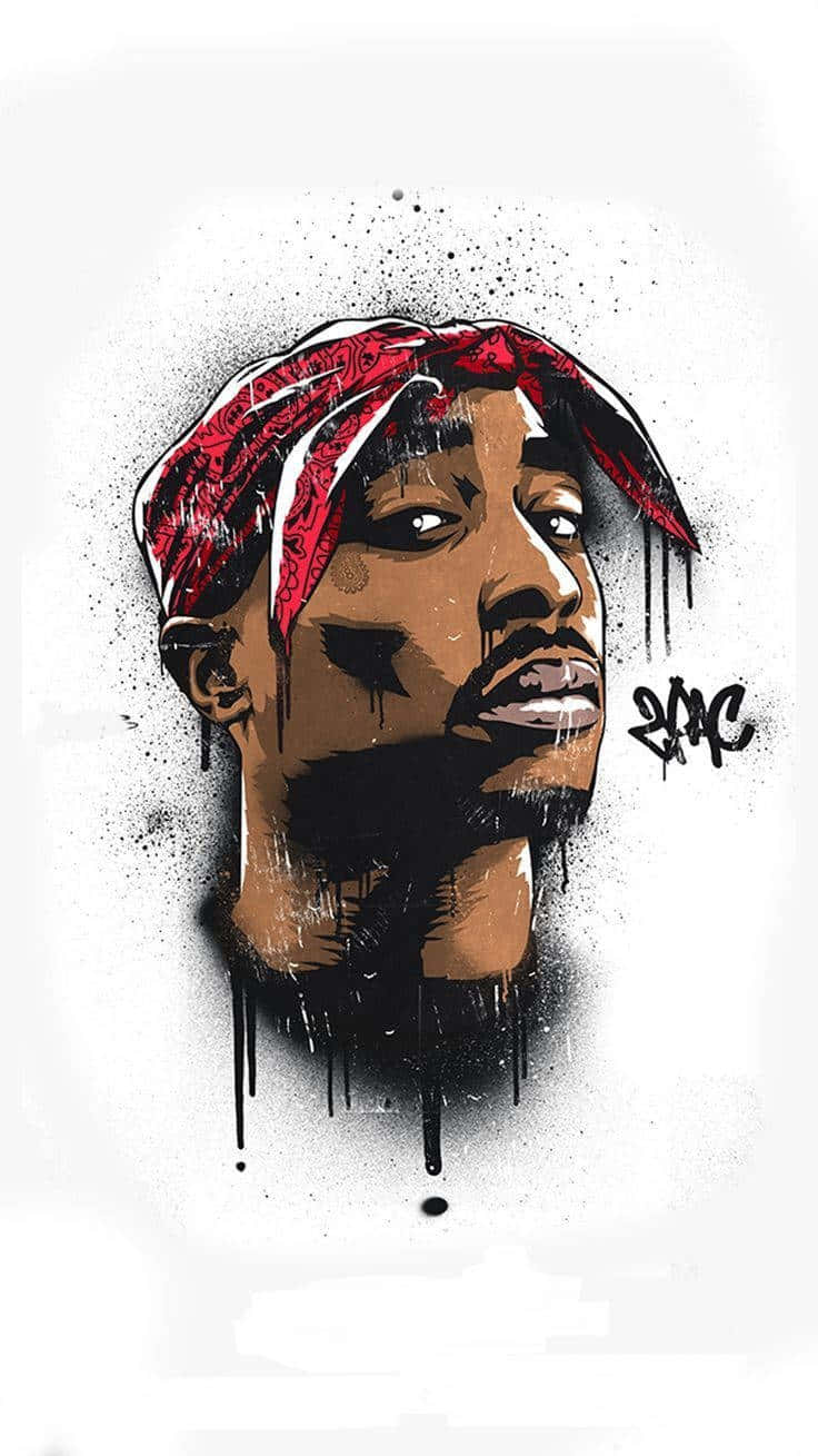 Tupac Shakur Red Bandana Artwork Wallpaper