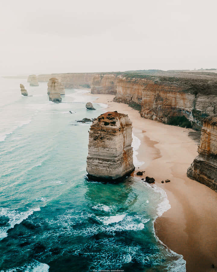 Twelve Apostles With Blue Ocean In Victoria Australia Wallpaper