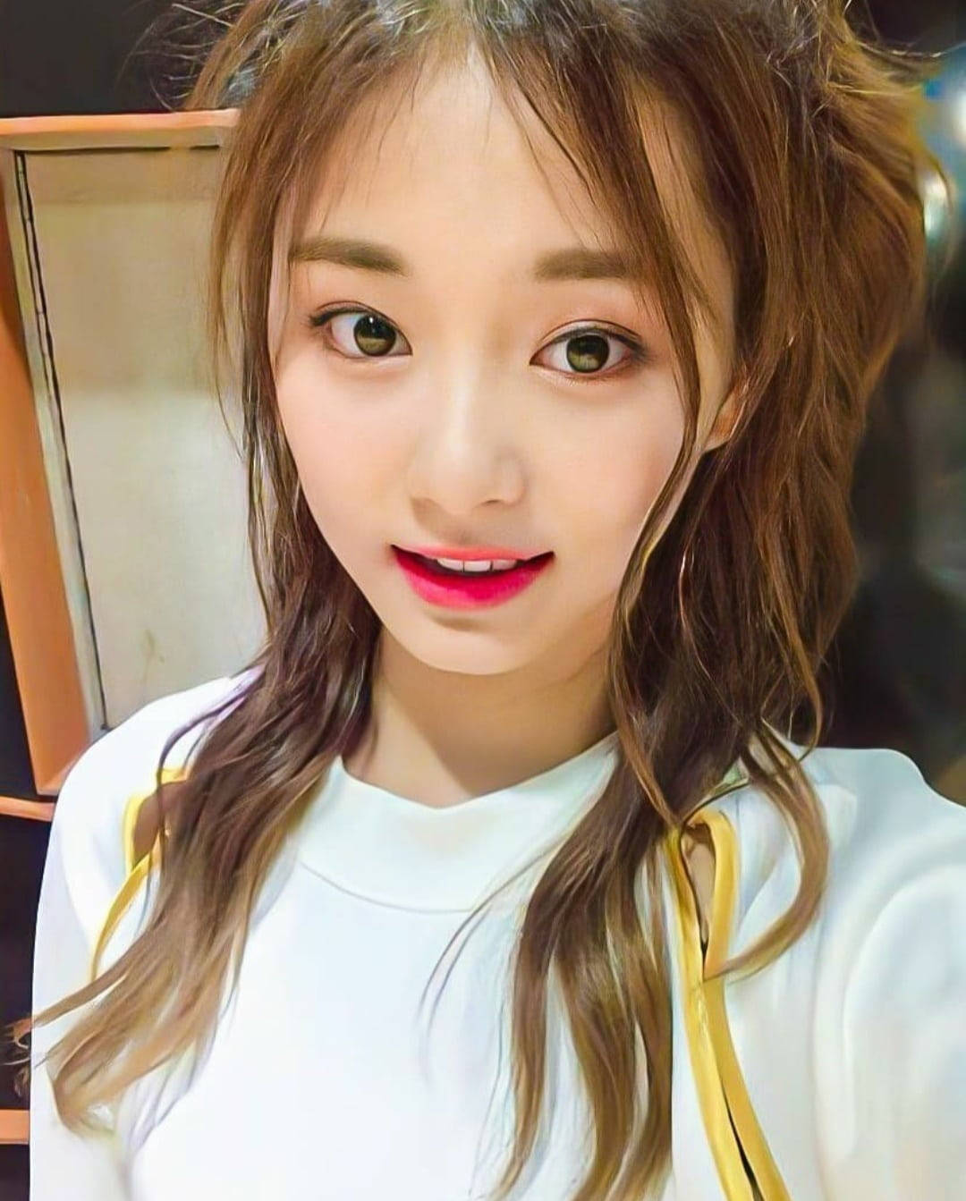 Twice Tzuyu In White Shirt Wallpaper