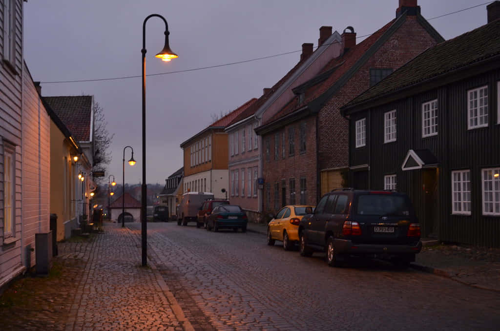 Twilightin Fredrikstad Old Town Norway Wallpaper