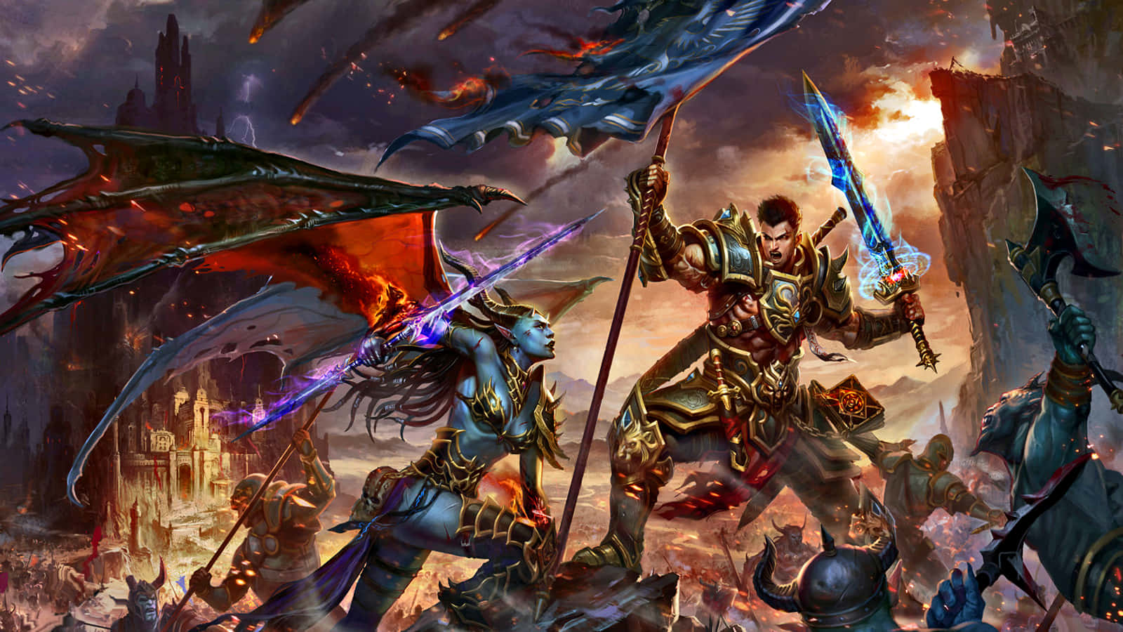 Two Brave Warriors Locked In A Duel To The Death, The Ultimate Battle Of Good Versus Evil Wallpaper