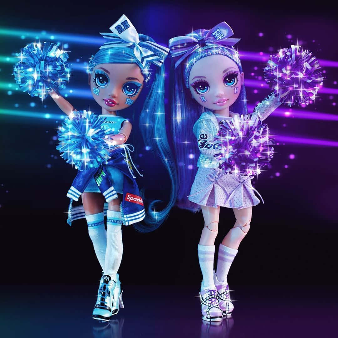 Two Cheerleader Dolls With Blue And Purple Hair Wallpaper