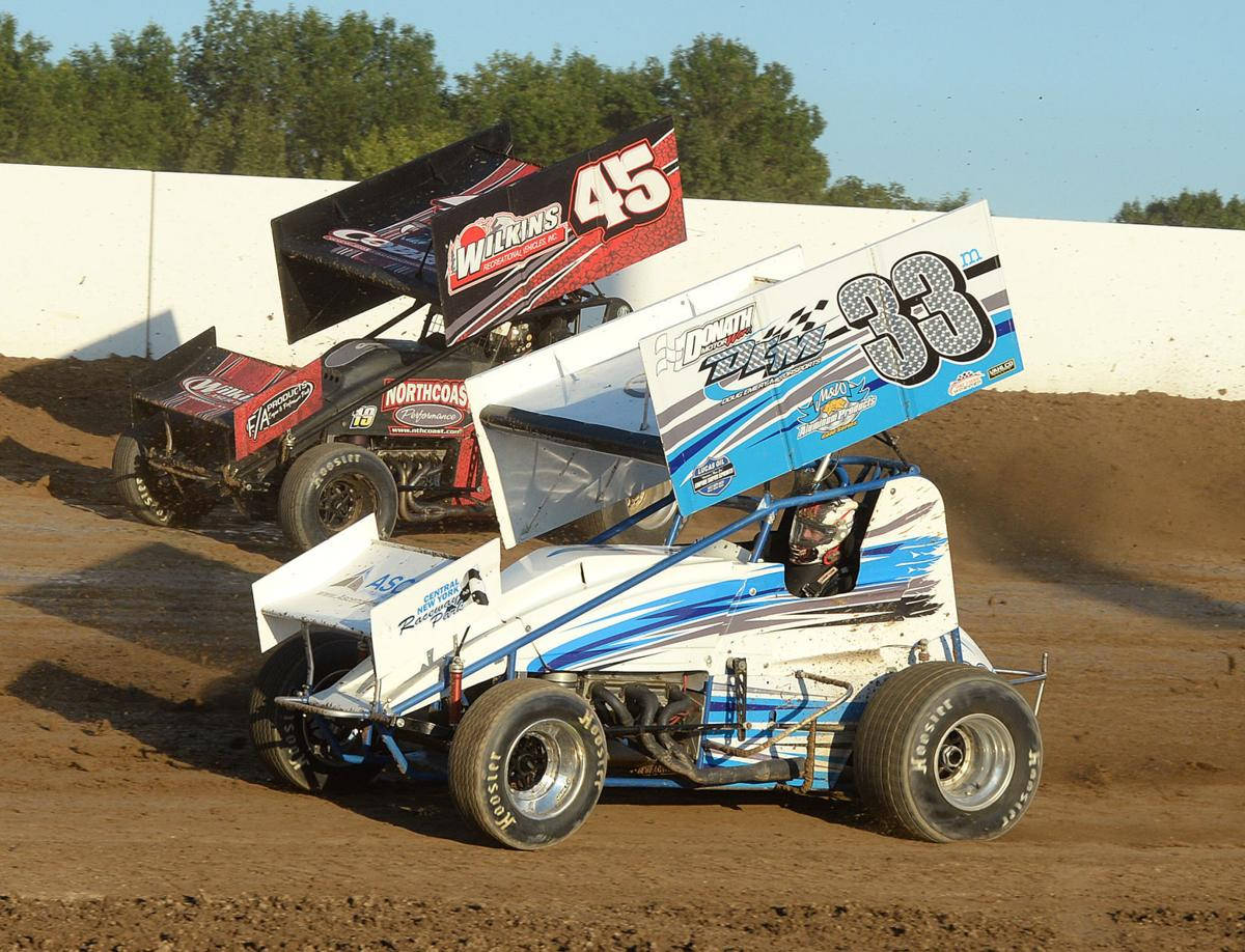 Two Dirt Track Cars Racing Wallpaper