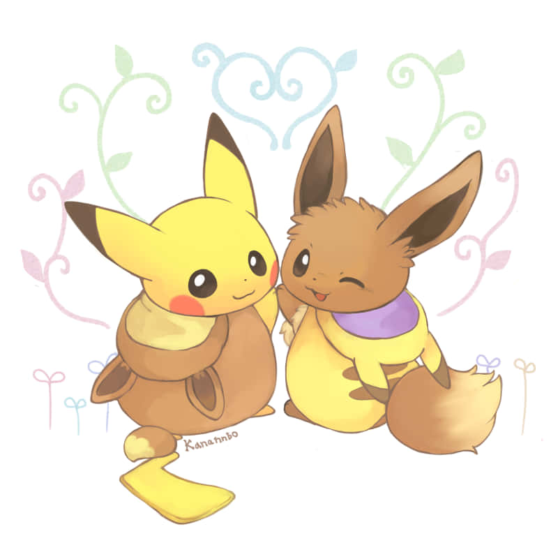 Two Of The Cutest Pokémon Of All – Pikachu And Eevee! Wallpaper