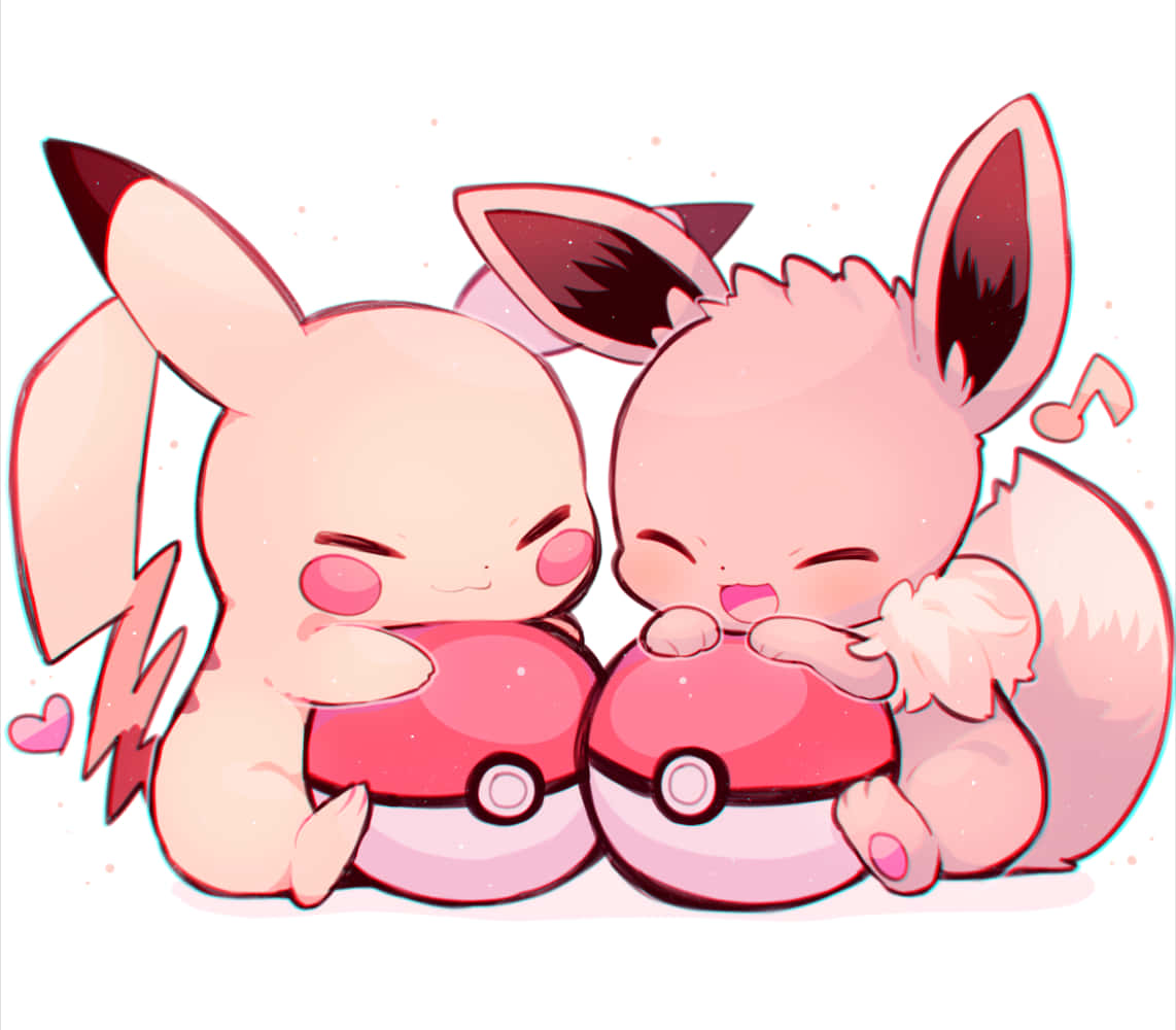 Two Pokemon Characters Hugging Each Other Wallpaper