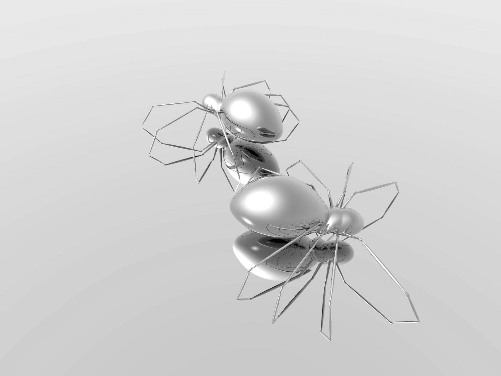 Two Silver Robot Spiders Wallpaper