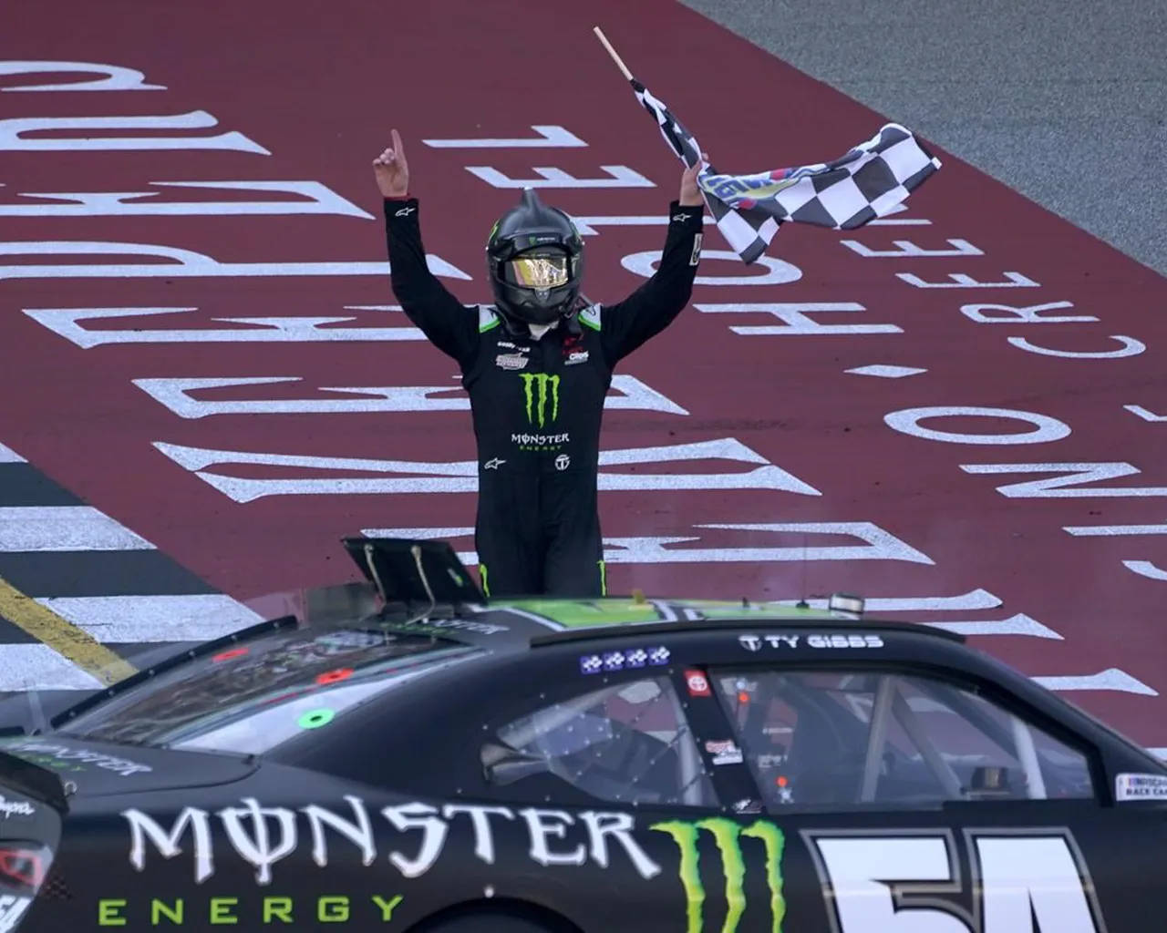 Ty Gibbs Holding The Checkered Flag Wallpaper