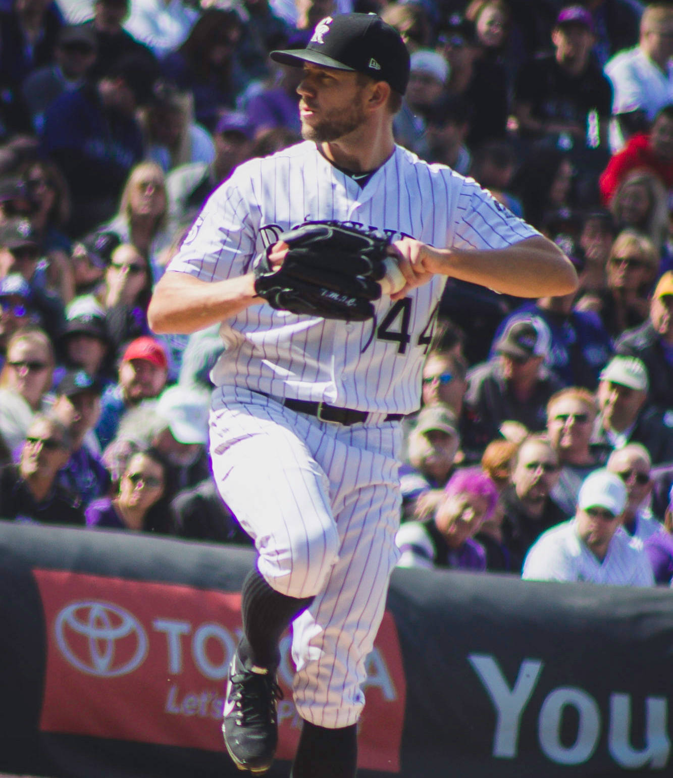 Tyler Anderson With Baseball Mitt Wallpaper