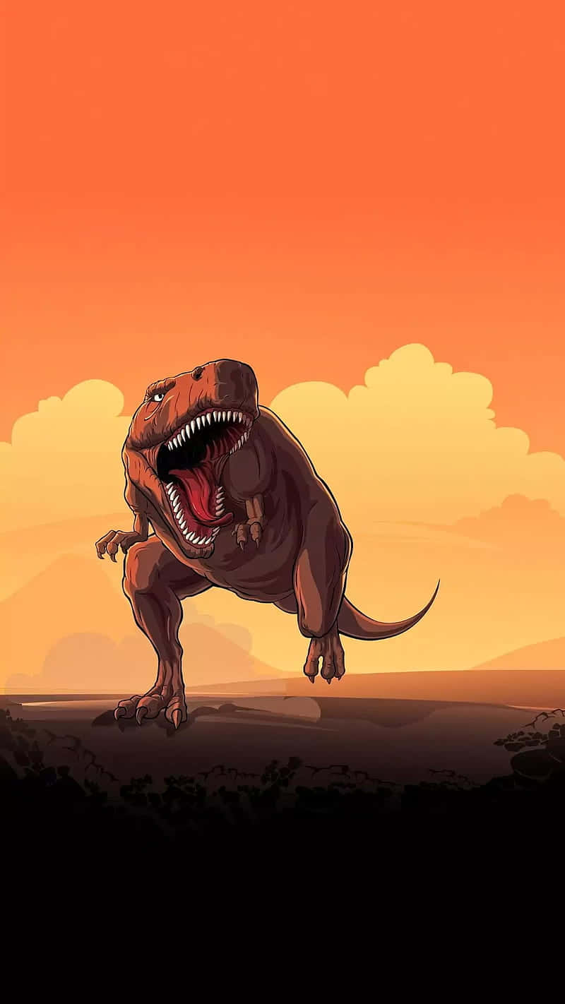 Tyrannosaurus Rex Sunset Silhouette Wallpaper