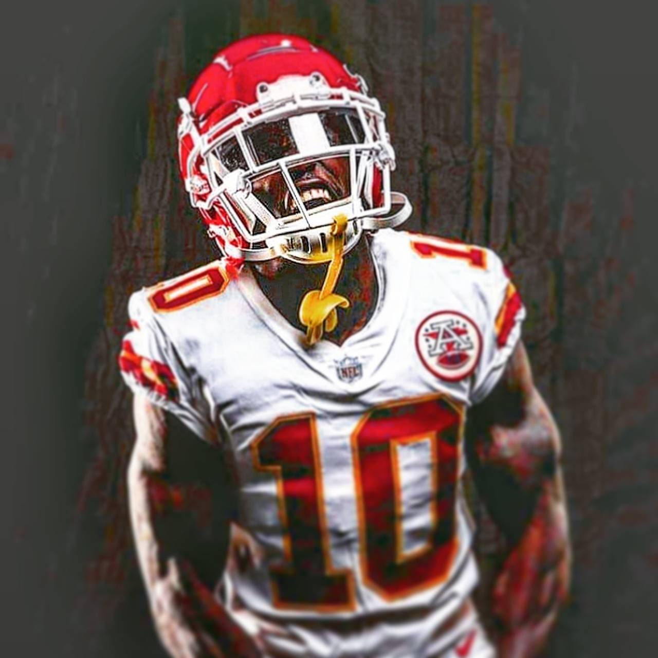 Tyreek Hill Kansas White Red Jersey Wallpaper