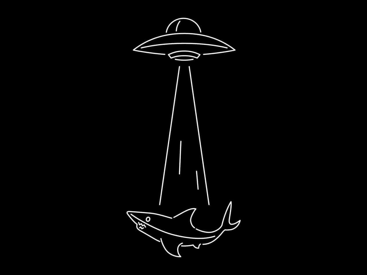 U F O Abducting Shark Graphic Wallpaper