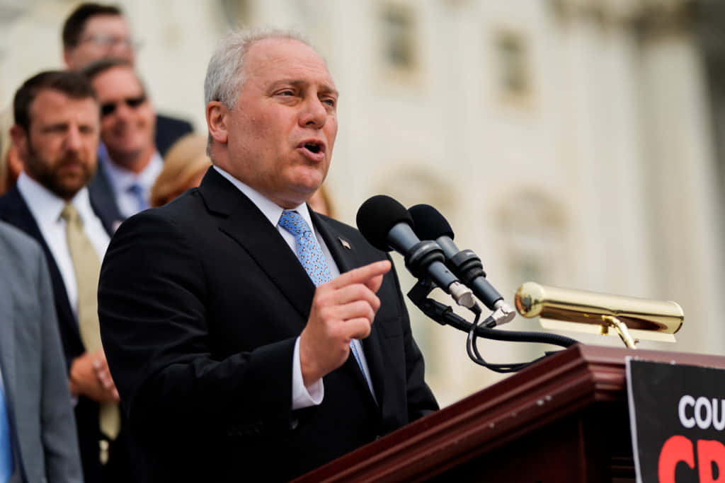 U.s. Representative Steve Scalise Ascending The Congress Steps. Wallpaper