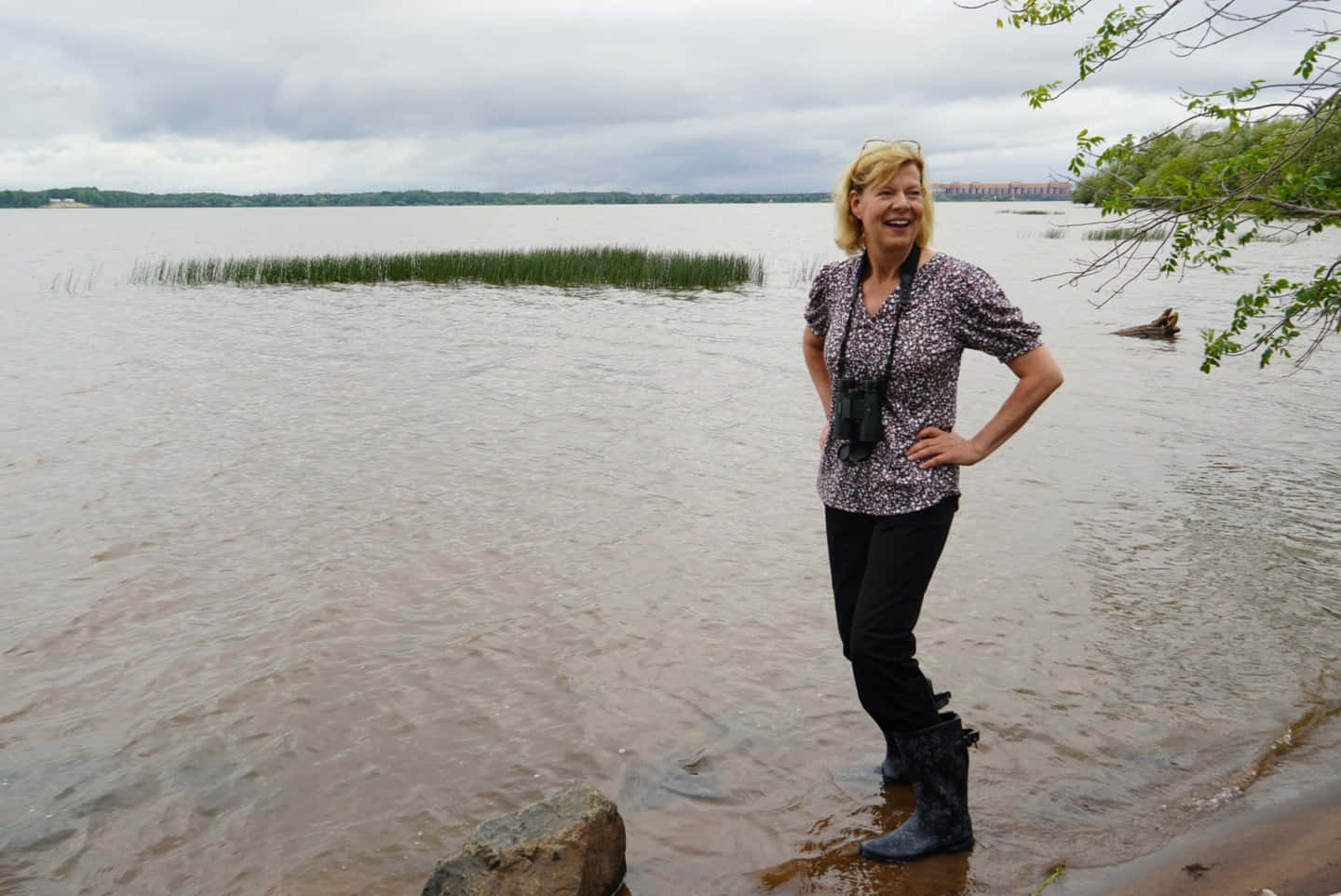 U.s. Senator Tammy Baldwin In Wading Boots Wallpaper