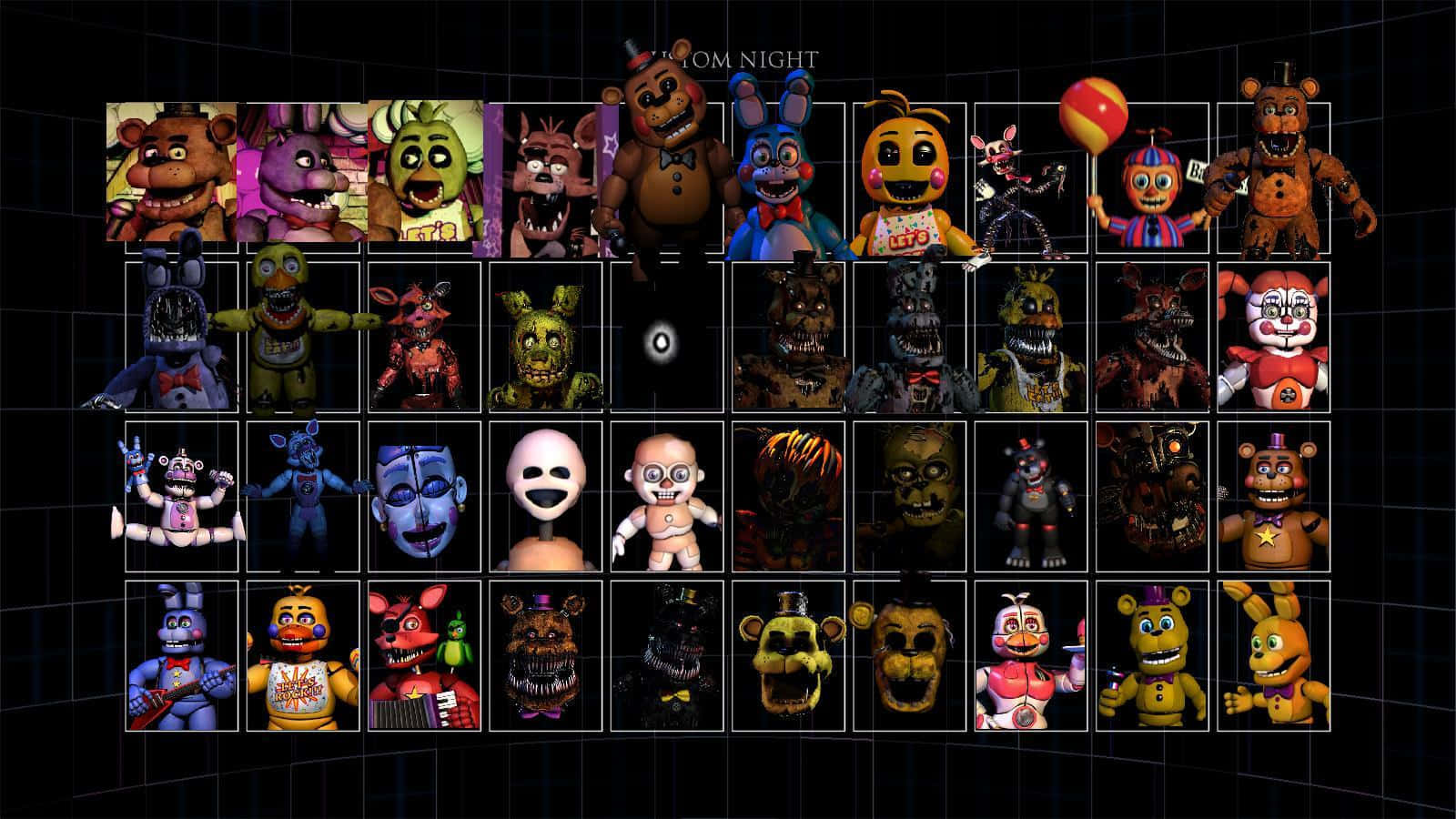 Ultimate Custom Night All-star Animatronics Lineup Wallpaper